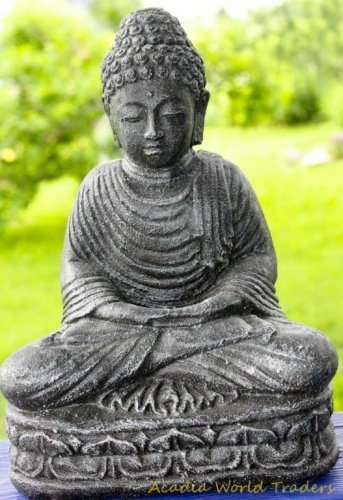 Serenity Buddha Garden Statue Handmade cast lava stone Bali Yard Art