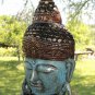 Enlightened Buddha Mask Statue Hand Carved Wood Wall art Balinese Art Blue