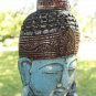 Enlightened Buddha Mask Statue Hand Carved Wood Wall art Balinese Art Blue