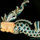 Winged Mermaid Mobile Mother baby Crib Guardian Bali Art wood carving Teal