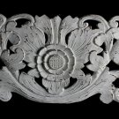 Balinese Lotus Architectural Panel Wall Art Carved Wood Relief Whitewash