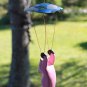 Parachuting Pig Mobile Skydiving Animal carved wood Balinese folk art