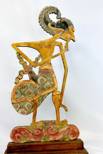 Old Wayang Panji Shadow Puppet Sculpture Teak Wood Wall Art Java Indonesian 26"
