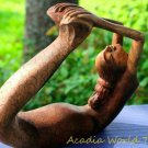 Yoga Mermaid Statue Bow Pose Asana Wood carving handmade Balinese Art sculpture