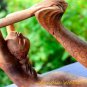 Yoga Mermaid Statue Bow Pose Asana Wood carving handmade Balinese Art sculpture