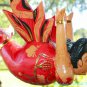 Flying Chubby Mermaid Mobile Goddess Spiritchaser hand carved wood Bali Art Red