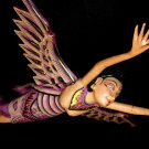 Winged Dewi Sri Goddess Mobile Demon Chaser Carved Wood Bali art Purple 16"