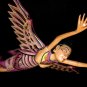 Winged Dewi Sri Goddess Mobile Demon Chaser Carved Wood Bali art Purple 16"