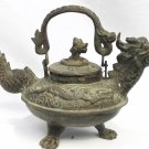 Vintage Dragon Naga Statue Verdigris Bronze Indonesian Temple holy water pot