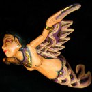Flying Mermaid Mobile GODDESS Crib Guardian carved wood Bali Art Purple 8"