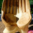 Cupped BUDDHA Mudra HANDS Carved wood Jewelry Trinket Bowl Balinese art