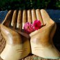 Cupped BUDDHA Mudra HANDS Carved wood Jewelry Trinket Bowl Balinese art