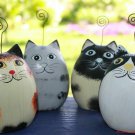 Fat Cat Photo holder Set ornament Hand Carved wood Painted Bali folk art