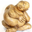 Balinese Pregnant Mother Sculpture Wood Carving hand carved Statue Fine Bali Art