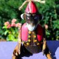 Fez Monkey shelf sitter puppet Ornament Bali Folk art Carved painted wood Red