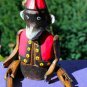 Fez Monkey shelf sitter puppet Ornament Bali Folk art Carved painted wood Red