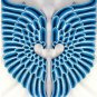 Dewi Sri Goddess Angel Wings Teal Sculpture Carved Wood Balinese Wall Art Decor