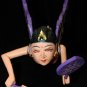Winged Mermaid Goddess Mobile Demon Chaser Carved Wood Purple Bali Art 17"