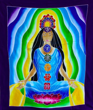 Meditation Chakra Yoga Goddess Wall hanging Tapestry Bali Batik art Decor