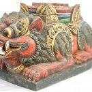 Balinese Singa Lion Statue Temple Offering BOX Polychrome Carved Wood Bali Art