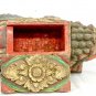 Balinese Singa Lion Statue Temple Offering BOX Polychrome Carved Wood Bali Art