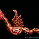Flying Naga Dragon Mobile Cradle Guardian Hand Carved wood Balinese Art 16" Red