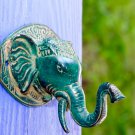 Bronze Ganesha Elephant Wall Hook lost wax Cast Verdigris Balinese Art