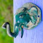 Bronze Ganesha Elephant Wall Hook lost wax Cast Verdigris Balinese Art