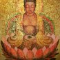 Golden Lotus Buddha Painting acrylic canvas Balinese Wall art Asian Decor