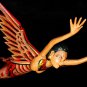 Winged Dewi Sri Goddess Mobile Crib Guardian Carved Wood Balinese art red 16"