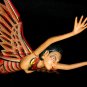 Winged Dewi Sri Goddess Mobile Crib Guardian Carved Wood Balinese art red 16"