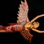 Winged Dewi Sri Goddess Mobile Crib Guardian Carved Wood Balinese art red 16"