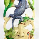 Balinese Blue Gecko Goddess Dream Mask Wood Carving Bali Wall Decor Art