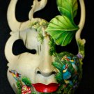 Balinese abstract Mask Blue Bird Goddess Carved & painted Wood Bali Wall Art Balinese abstract Mask Blue Bird Goddess Carved & painted Wood Bali Wall Art