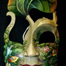 Balinese abstract Mask Jungle Goddess painted & carved wood Bali Wall Art
