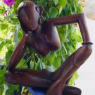 Thinking Abstract Sculpture Balinese Hand Carved Wood Statue Bali Art
