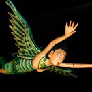 Winged Dewi Sri Goddess Mobile Crib Guardian Carved Wood Bali art green 16"