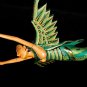 Winged Dewi Sri Goddess Mobile Crib Guardian Carved Wood Bali art green 16"