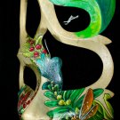 Balinese Abstract Mask Dragonfly Goddess Carved Paint wood Bali Wall Art