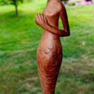 Yoga Mermaid Statue Mountain Pose Asana Hand Carved Wood Balinese Art
