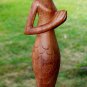 Yoga Mermaid Statue Mountain Pose Asana Hand Carved Wood Balinese Art