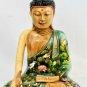 Bhumisparsha Mudra Buddha Sculpture Painted & Carved Wood Statue Balinese art