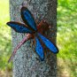 Dragonfly Wall hanging Metal Glass Mosaic Handmade Garden decor Bali Art blue