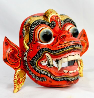Red Hanuman Mask the Monkey General Balinese Hand Carved Wood Bali wall Art