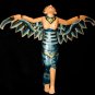Flying Dewi Sri Goddess Crib Guardian Mobile Winged Carved Wood Bali art Teal 12