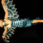Flying Dewi Sri Goddess Crib Guardian Mobile Winged Carved Wood Bali art Teal 12