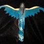 Flying Dewi Sri Goddess Crib Guardian Mobile Winged Carved Wood Bali art Teal 12