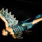 Flying Dewi Sri Goddess Crib Guardian Mobile Winged Carved Wood Bali art Teal 12