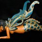 Winged Mermaid Goddess Mobile Crib Guardian Carved Wood Bali Art Teal 17"