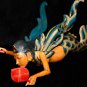 Winged Mermaid Goddess Mobile Crib Guardian Carved Wood Bali Art Teal 17"